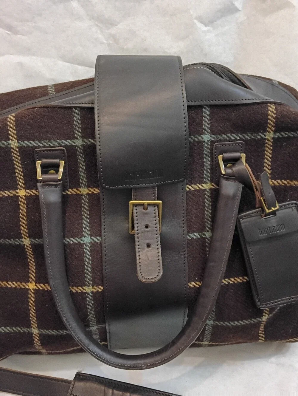 Hartmann Leather Wool  Duffle Mens Work Luxury Bag  Rare